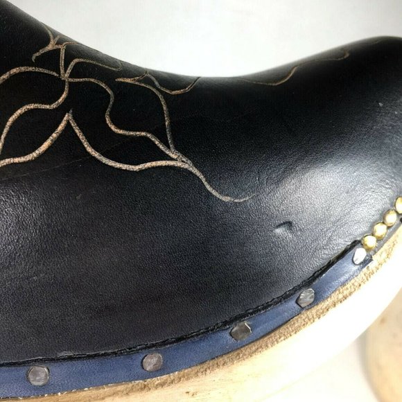 Men\'s Blue Tooled Leather Wooden Insole/Outsole HAND MADE Shoes. NOVELTY Shoes main image 11